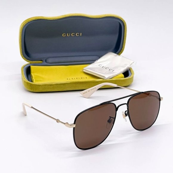 Sale! New Gucci Unisex 57mm Black and Brown Sunglasses! - Picture 3 of 8